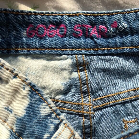 Gogo Star Kids Short Size 12 Blue High Rise 2 Toned Bleached Denim NWT - Picture 3 of 7